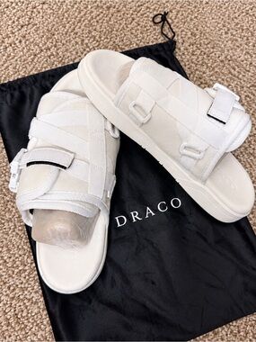 Draco Men's White Cross-Strap Slide Sandals